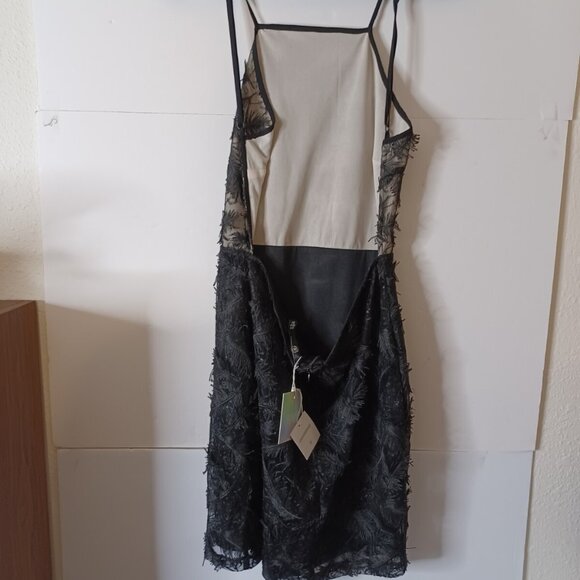 NWT Missguided Black Feather Square Neck Bodycon Mini Dress, Size 8 - Picture 6 of 6